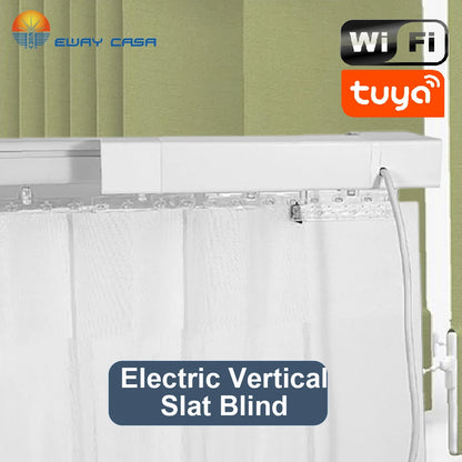 Sheer vertical blinds motor track side view